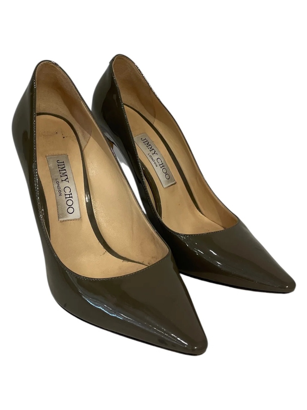 Jimmy Choo Olive Patent Pointed-Toe Pumps